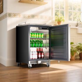 Beer Kegerator With CO2 Tank Triple-Tap Beer Dispenser 160L Refrigerator (Option: Silver)